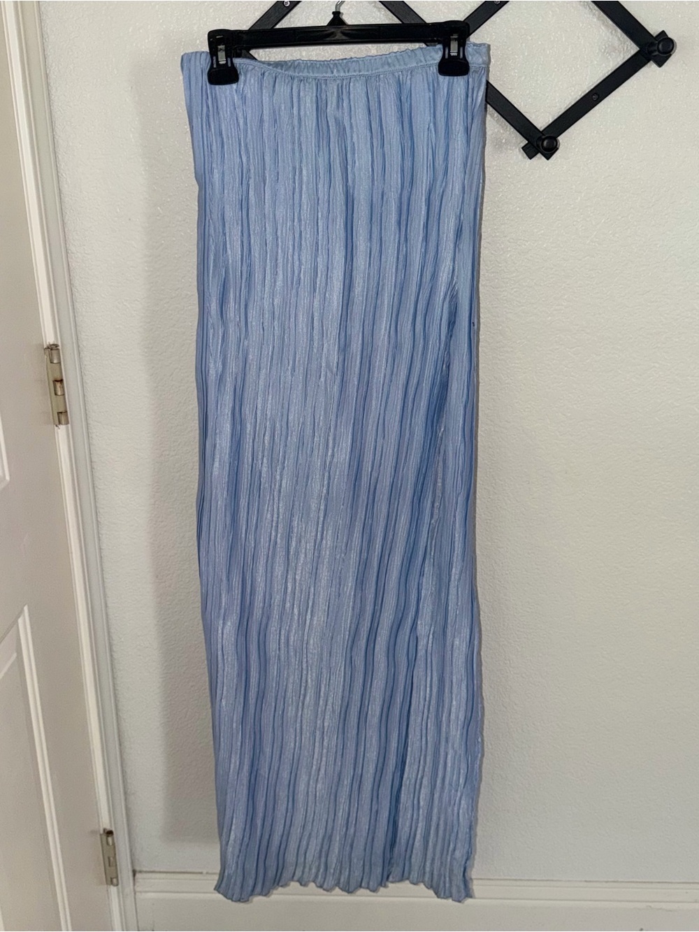 LAAGAM Blue Crinkle Pleated Maxi Skirt XS Made in Barcelona - Picture 5 of 5